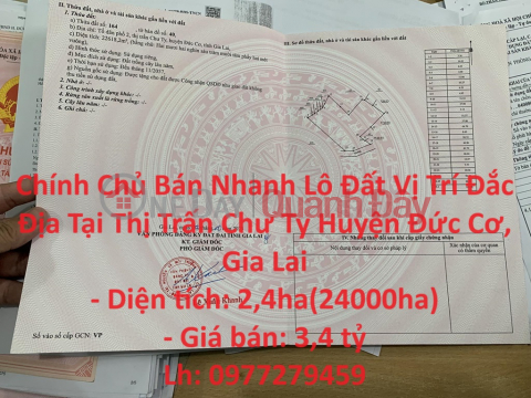 Owner Quickly Sells Land Plot Prime Location In Chu Ty Town, Duc Co District, Gia Lai _0