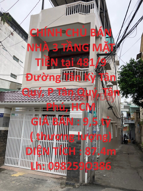 OWNER SELLING 3-FLOOR FRONT HOUSE at 481\/9 Tan Ky Tan Quy Street, Tan Quy Ward, Tan Phu, HCM _0