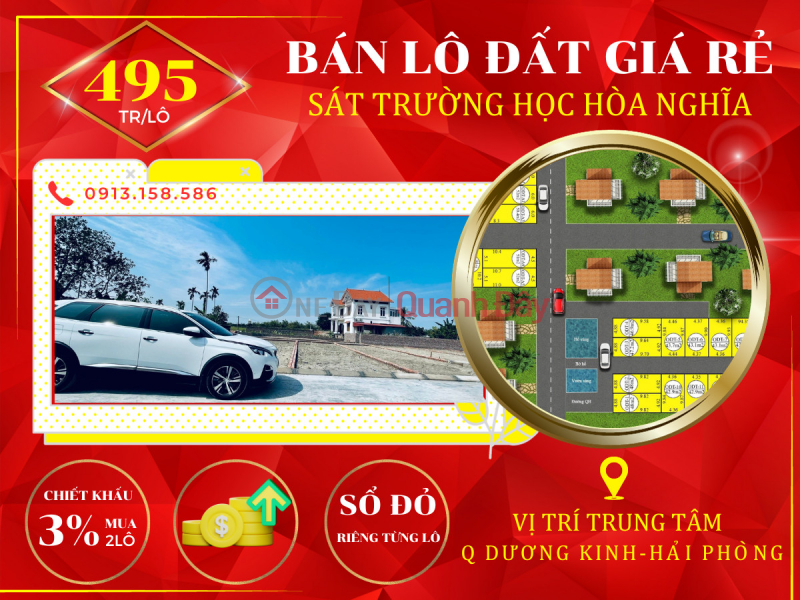 Property Search Vietnam | OneDay | Nhà ở Niêm yết bán, Tôi cần bán 1 lô đất nằm tại phường Hòa Nghĩa, gần với khu đô thị Vinhomes. giá rất rẻ- 495tr/lô. sổ đỏ chính