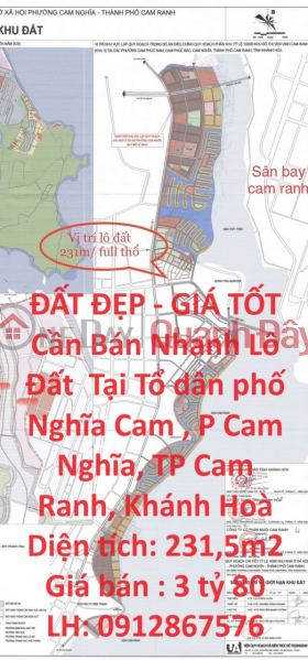 BEAUTIFUL LAND - GOOD PRICE For Quick Sale Land Lot At P Cam Nghia, Cam Ranh City, Khanh Hoa Sales Listings