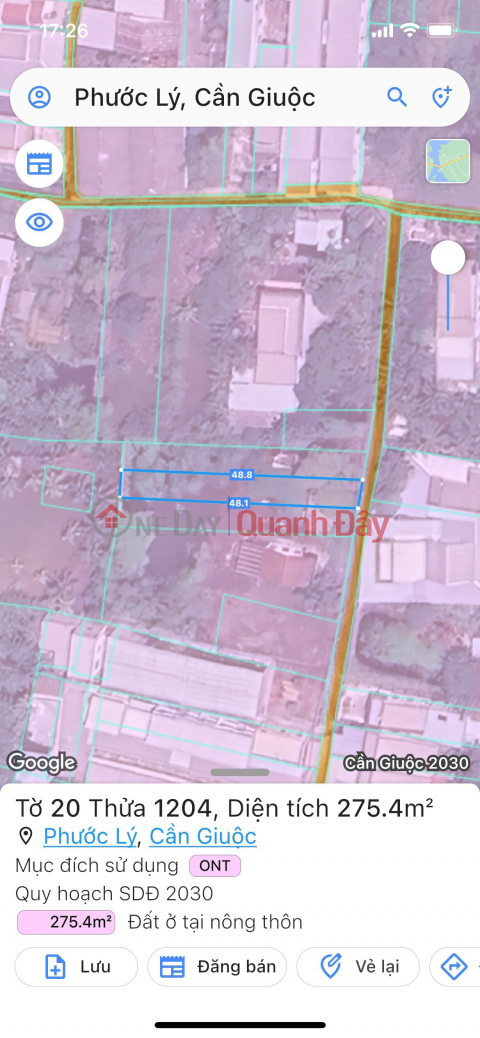 BEAUTIFUL LAND - OWNERS FAST SELLING LOT OF LAND BOUNDING SAIGON - Location In Phuoc Ly, Can Giuoc, Long An _0