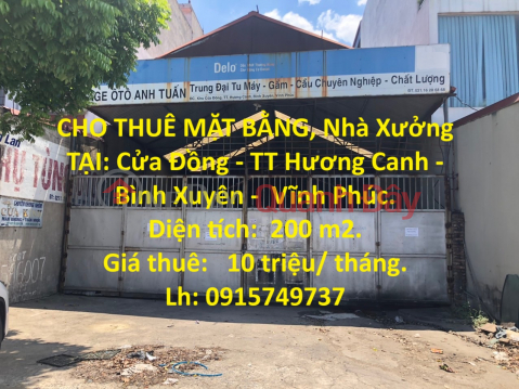 PLACE, Factory FOR RENT AT: Cua Dong - Huong Canh Town - Binh Xuyen - Vinh Phuc. _0