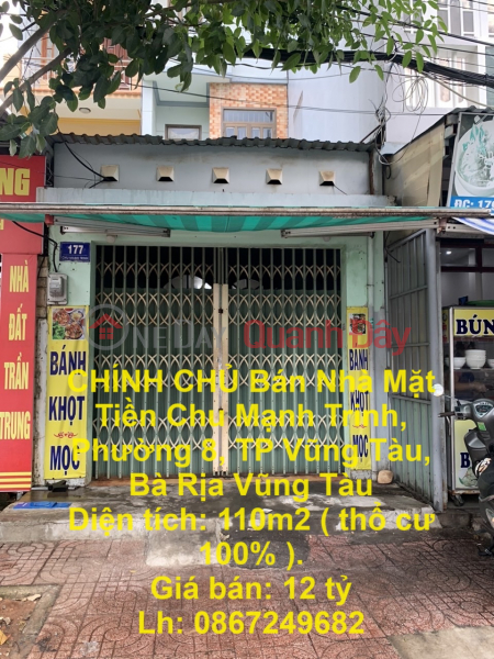 CHÍNH CHỦ Bán Nhà Mặt Tiền Chu Mạnh Trinh, Phường 8, TP Vũng Tàu, Bà Rịa Vũng Tàu Niêm yết bán