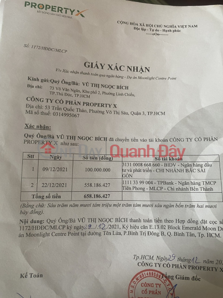 Property Search Vietnam | OneDay | Nhà ở, Niêm yết bán | CHÍNH CHỦ BÁN CĂN HỘ 1 PN+1, 35.98M2, DỰ ÁN MOONLIGHT CENTRE POINT, QUẬN BÌNH TÂN, HCM