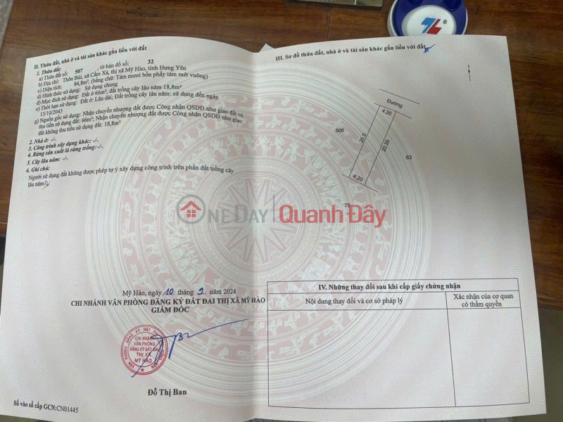 CHính Chủ Cần Bán Lô Đất Đẹp THôn Bùi -Xã Cẩm Xá-Tx Mỹ Hào - Hưng Yên​ Niêm yết bán