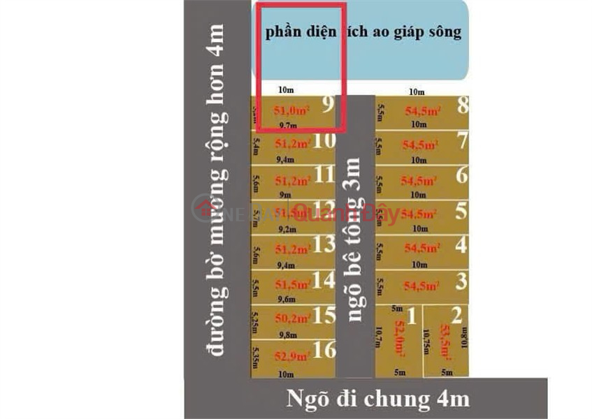 1.4x billion 50.9m2 100m2 pond adjacent to He River Duong Kinh Zalo 0567222555 | Vietnam, Sales, đ 1.4 Billion