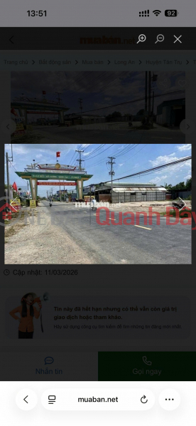 Land for sale on DT833 road frontage, price 10.5 billion VND (negotiable),1862.92 m2 (962.9 m2 residential land). Sales Listings