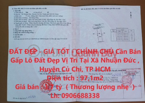 BEAUTIFUL LAND - GOOD PRICE - OWNERS Need to Sell Beautiful Land Plot Urgently Location in Cu Chi District, HCMC _0