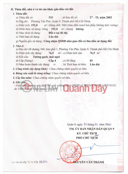 GOOD LOCATION - GOOD PRICE - Bad Debt Customer Needs to Liquidate Assets in Tan Phu Ward, District 9, HCM Sales Listings