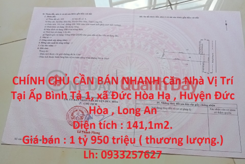 CHÍNH CHỦ CẦN BÁN NHANH Căn Nhà Vị Trí Tại Tỉnh Long An _0