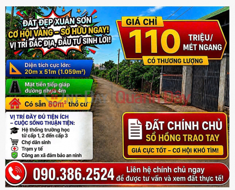Land in Xuan Son, Ho Chi Minh City - 1,059m2 with frontage on an asphalt road, 80m2 of residential land already available, good price. _0