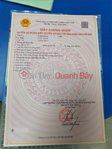 Land for Sale - Title Deed in Owner's Name, Prime Location in Nam Cuong Village, Soc Son District, Hanoi Sales Listings