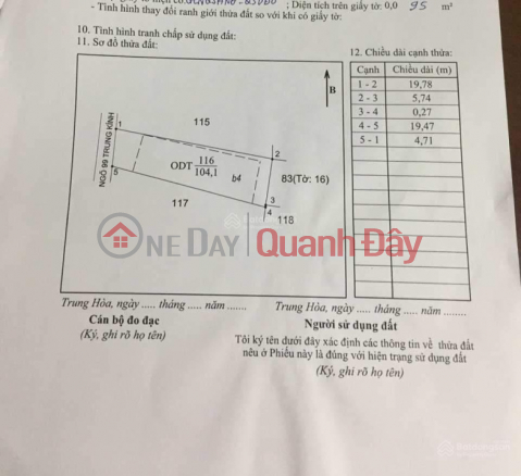 Bán đất Trung Kính, tt Cầu Giấy 104m2 x MT4.8m. Giá 16 tỷ có TL. Xe tải 2 tạ qua nhà. Cách mp 15m _0