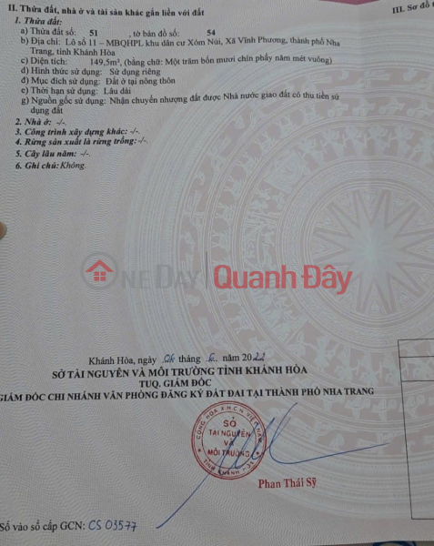 Property Search Vietnam | OneDay | Residential, Sales Listings Selling 149.5m2 of land in Vinh Phuong, cheap car road, 10 million\\/m2