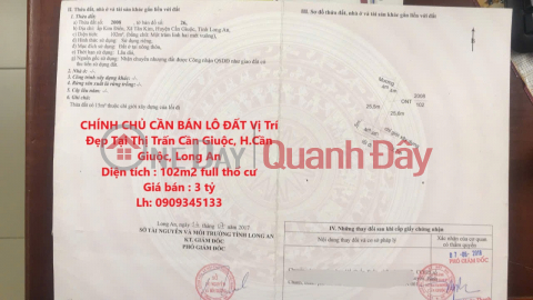 CHÍNH CHỦ CẦN BÁN LÔ ĐẤT Vị Trí Đẹp Tại Thị Trấn Cần Giuộc, H.Cần Giuộc, Long An _0