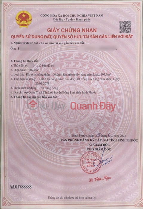 ĐẤT ĐẸP - GIÁ TỐT - Bán GẤP Lô Đất Tiềm Năng Tại Xã Tân Lợi ĐỒNG Phú Bình Phước _0