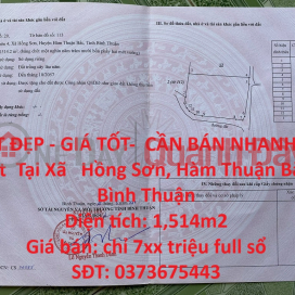 ĐẤT ĐẸP - GIÁ TỐT- CẦN BÁN NHANH Lô Đất Tại Xã Hồng Sơn, Hàm Thuận Bắc, Bình Thuận _0