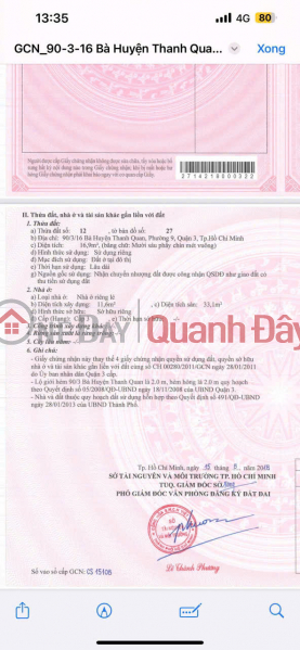 Property Search Vietnam | OneDay | Nhà ở Niêm yết bán Bán nhà 88/79/9 Bà Huyện Thanh Quan F9 Q3