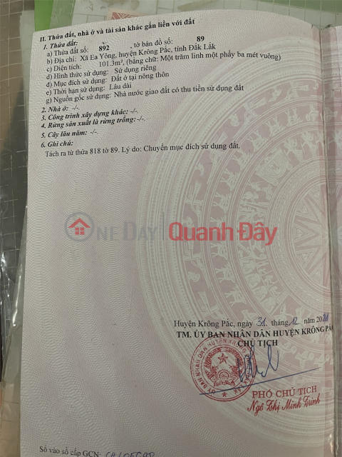 ĐẤT ĐẸP – GIÁ TỐT – CHÍNH CHỦ CẦN BÁN GẤP ĐẤT Tại Ea YÔNG, Krông Pắc, Đăk Lăk _0