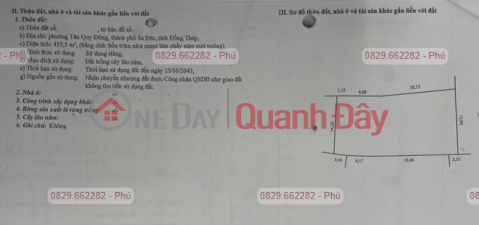 Bán Đất Thổ Cư 864m2 Sổ Hồng Nguyễn An Ninh, Tân Quy Đông, Sa Đéc. Giá 2.5 Tỷ. _0