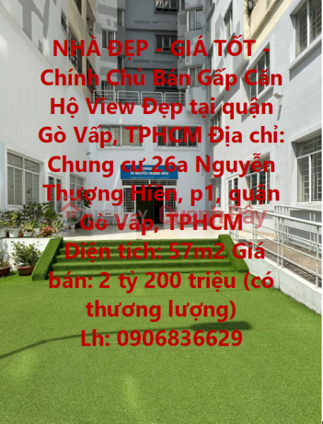 NHÀ ĐẸP - GIÁ TỐT - Chính Chủ Bán Gấp Căn Hộ View Đẹp tại quận Gò Vấp, TPHCM Niêm yết bán