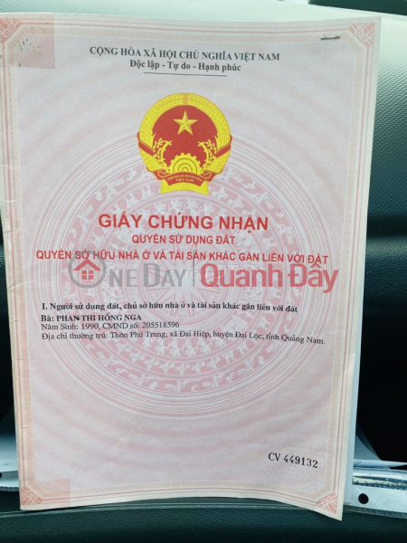 CHÍNH CHỦ CẦN BÁN LÔ ĐẤT TẠI Đông Phú, Xã Đại Hiệp, Huyện Đại Lộc, Quảng Nam Niêm yết bán