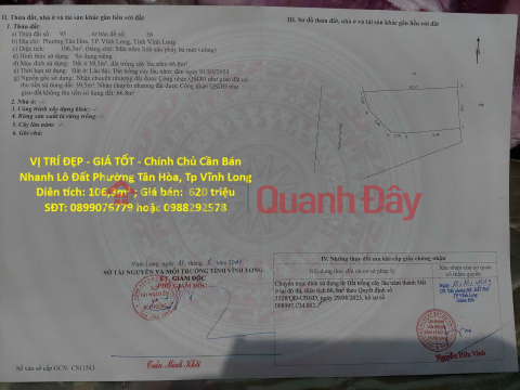 PRIME LOCATION - GREAT PRICE - Owner urgently selling a plot of land in Tan Hoa Ward, Vinh Long City. _0