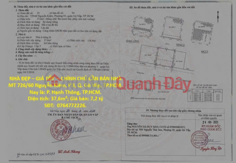 BEAUTIFUL HOUSE – GOOD PRICE – OWNER NEEDS TO SELL HOUSE AT 726\/60 Nguyen Kiem Street, Ward 3, Go Vap District, Ho Chi Minh City. _0