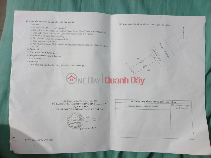 Chính Chủ Cần Bán Lô Đất Vị Trí Đẹp Tại Xã Tân Phú Thạnh, Châu Thành A, Hậu Giang Niêm yết bán