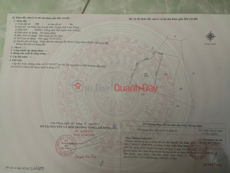 BEAUTIFUL LAND - INVESTMENT PRICE - URGENTLY NEED TO SELL LAND FOR PLANTING PERENNIAL PLANTS IN NINH GIA, Duc Trong, Lam Dong Sales Listings