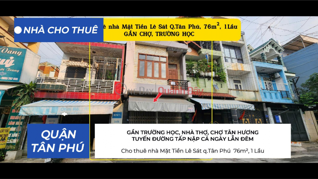 House for rent on Le Sat Street, Tan Phu District, 76m², 1 floor - near market and school, 13 million VND. Rental Listings