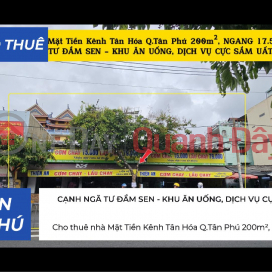House for rent on Tan Hoa Canal frontage, Tan Phu District, 200m², 17.5m wide - next to Dam Sen intersection. _0
