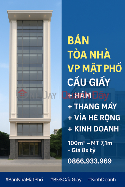 Property Search Vietnam | OneDay | Residential, Sales Listings | URGENT SALE OF OFFICE BUILDING ON CAU GIAY CENTER STREET – 10 FLOORS + BASEMENT – WIDE SIDEWALK – FOR BUSINESS.