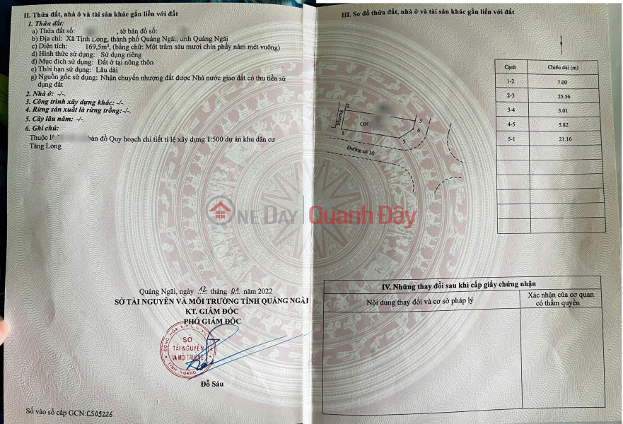 Property Search Vietnam | OneDay | Nhà ở, Niêm yết bán | Bán đất lô góc 169m2 chợ KDC Tăng Long Tịnh Long 2.5 tỷ