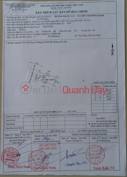 Property Search Vietnam | OneDay | Nhà ở Niêm yết bán, ĐẤT CHÍNH CHỦ - THỔ CƯ - Tại KP3, Phường 1 TP Tây Ninh - Tây Ninh