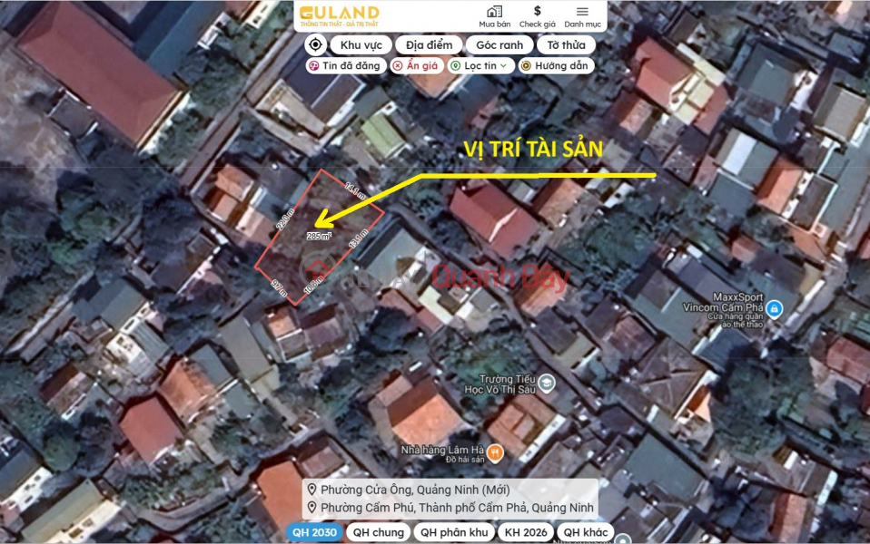 Property Search Vietnam | OneDay | Nhà ở Niêm yết bán, Phát mại 284m2 đất phường Cẩm Phú, TP Cẩm Phả, Quảng Ninh. Miễn TG