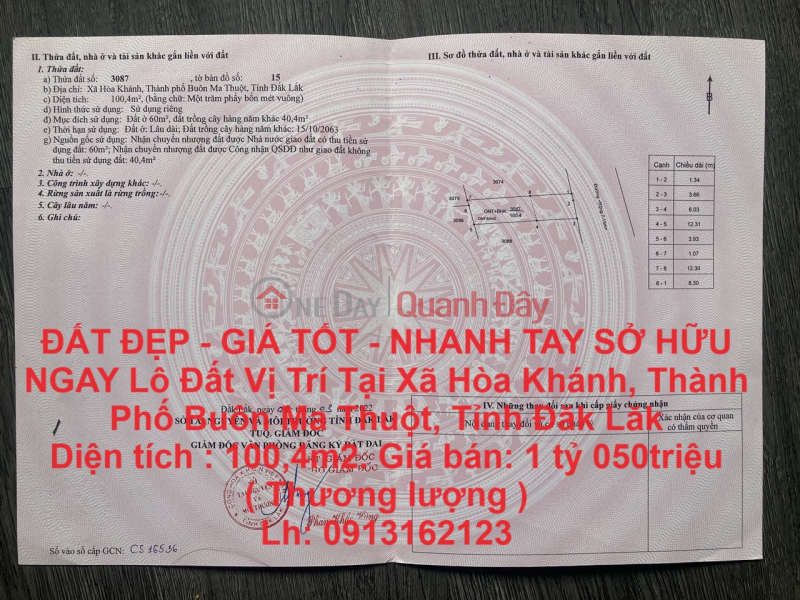 ĐẤT ĐẸP - GIÁ TỐT - NHANH TAY SỞ HỮU NGAY Lô Đất Vị Trí Tại Tỉnh ĐăK Lăk Niêm yết bán