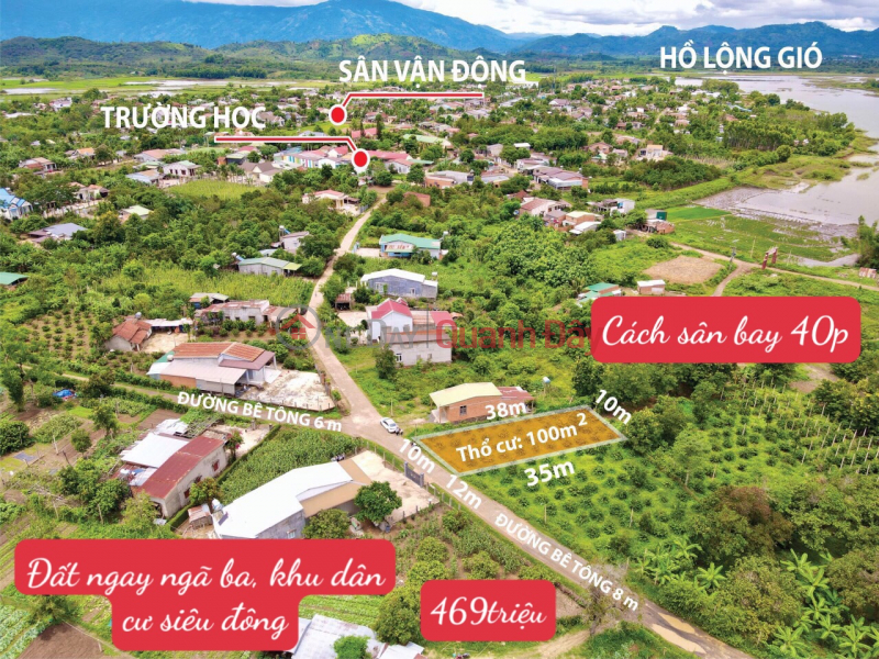 Land for sale in Dak Lak, Near Market, Near Residential Area, School 380m2, Full Tho, SHR, Only 4... Sales Listings