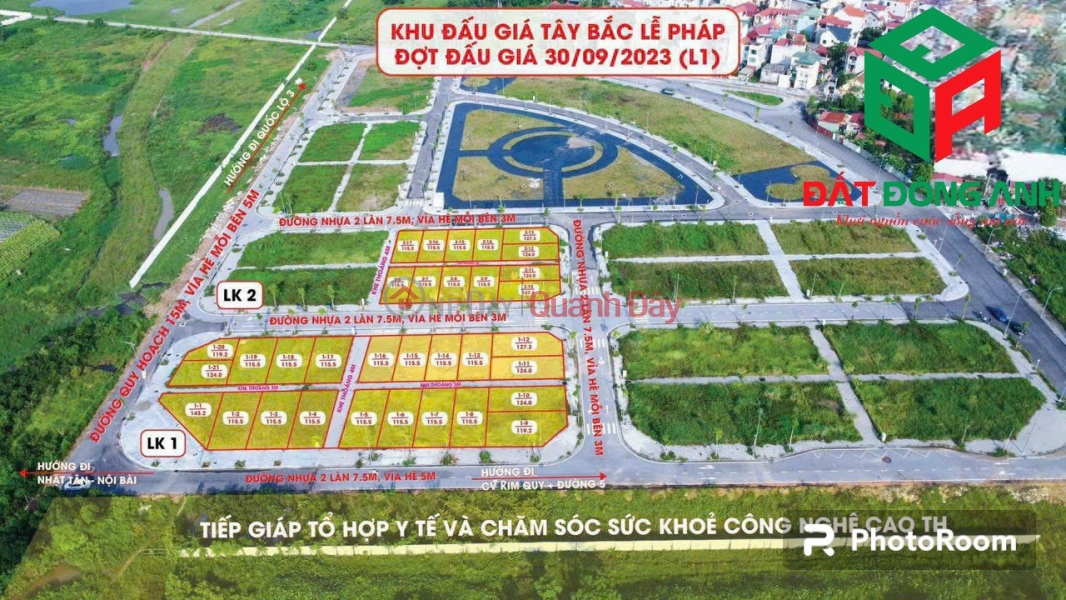 ĐẤT ĐẤU GIÁ TÂY BẮC LỄ PHÁP, TIÊN DƯƠNG, ĐÔNG ANH giá 13Xtr/m Niêm yết bán