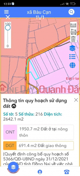 Property Search Vietnam | OneDay | Nhà ở, Niêm yết bán, CẦN BÁN NHANH LÔ ĐẤT Tại Xã Bàu Cạn, Huyện Long Thành, Đồng Nai