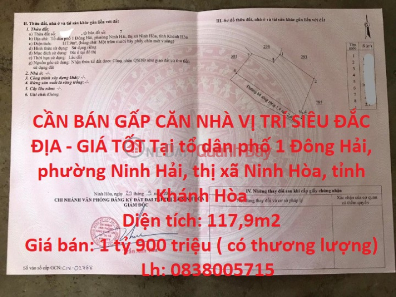 HOUSE FOR URGENT SALE SUPER LOCATION - GOOD PRICE In Ninh Hoa town, Khanh Hoa province Sales Listings