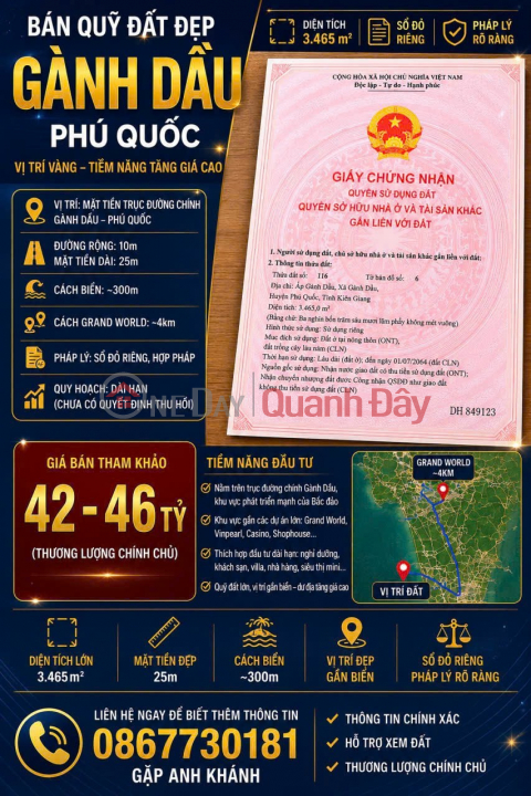 ĐẤT ĐẸP - ĐẦU TƯ SINH LỜI - Chính Chủ Bán Đất Tặng Kèm Nhà Tại Xã Gành Dầu, TP Phú Quốc, Kiên Giang _0