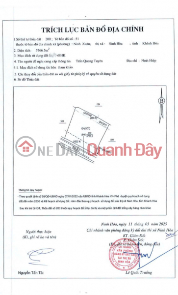 CHÍNH CHỦ bán nhanh lô đất đẹp Ninh Xuân, Ninh Hòa, Khánh Hòa - Mặt tiền đường Tỉnh lộ 5 | Việt Nam Bán đ 7,5 tỷ