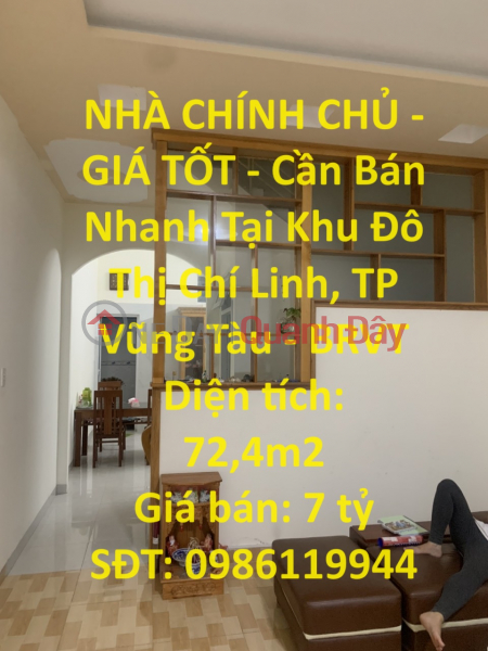 OWNER HOUSE - GOOD PRICE - For Quick Sale In Chi Linh Urban Area, Vung Tau City - BRVT Sales Listings
