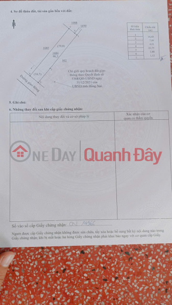 OWNER NEEDS TO SELL LAND Frontage on Tan Trieu Road, Tan Binh Commune, Vinh Cuu District, Dong Nai Province. | Vietnam, Sales, đ 1.55 Billion