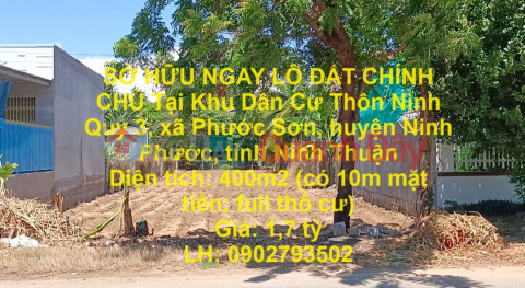 OWN A PRIMARY LOT OF LAND NOW IN Ninh Quarter Residential Area, Phuoc Son, Ninh Phuoc _0