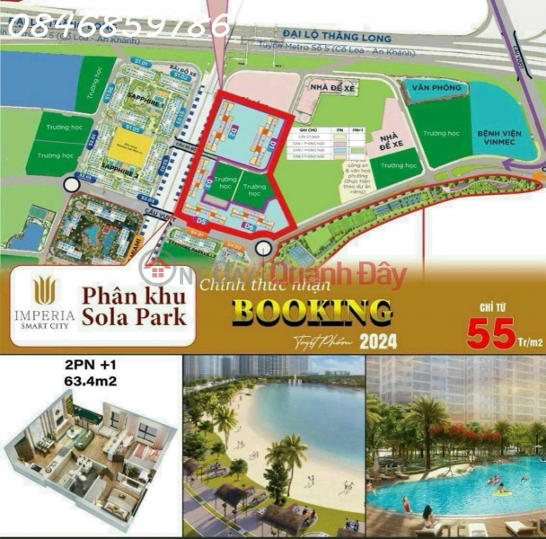 Open for sale Imperia Sola Park Vin Smart City urban area, area 28-80m2, price from 55 million\\/m2. HTLS 0% 24T-0846859786 Sales Listings