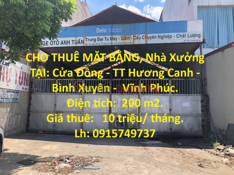 PLACE, Factory FOR RENT AT: Cua Dong - Huong Canh Town - Binh Xuyen - Vinh Phuc. Rental Listings