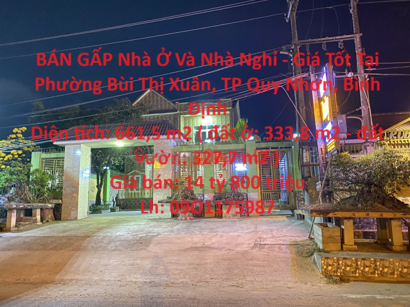 BÁN GẤP Nhà Ở Và Nhà Nghỉ - Giá Tốt Tại Phường Bùi Thị Xuân, TP Quy Nhơn, Bình Định Niêm yết bán