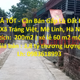 ĐẤT ĐẸP - GIÁ TỐT - Cần Bán Gấp Lô Đất Đẹp Tại Xóm 5, Xã Tráng Việt, Mê Linh, Hà Nội _0